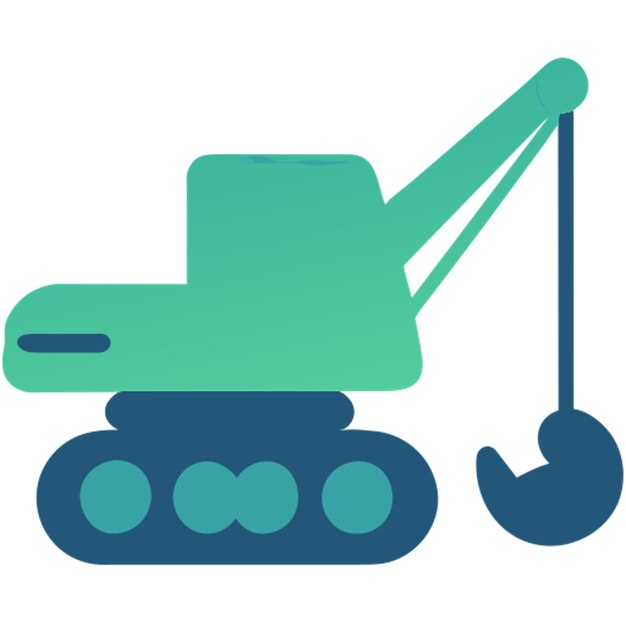 icono de excavadora de línea de arrastre formas de colores