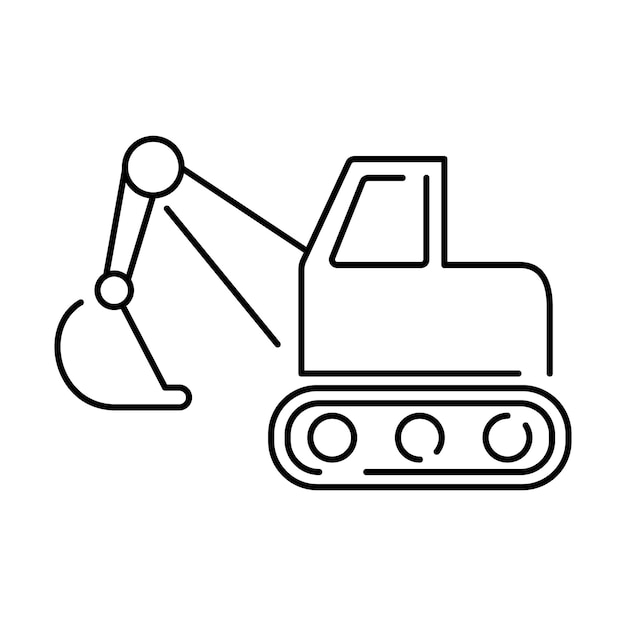 Icono de excavadora de máquina Icono de vector de excavadora de máquina de contorno para diseño web aislado sobre fondo blanco Excavadora o construcción