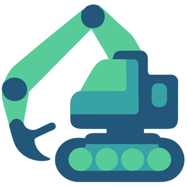 icono de la excavadora de rueda de cubo formas de colores
