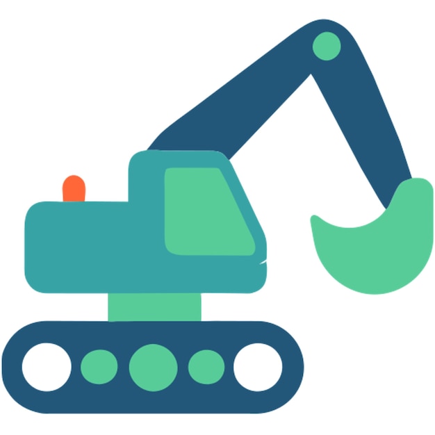icono de la excavadora de rueda de cubo formas de colores