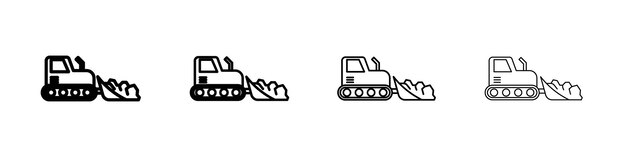 Ícono de excavadora Sello ilustrativo plano