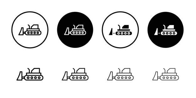 Icono de excavadora Vector de contorno en blanco y negro