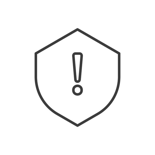 Icono de exclamación de escudo establecido símbolo de vector de seguridad de alto riesgo signo de protección de peligro en negro relleno y estilo delineado