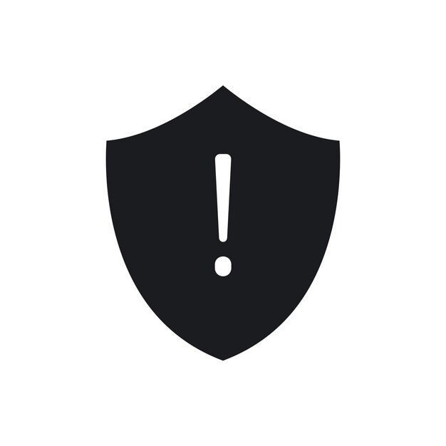 Icono de exclamación de escudo establecido símbolo de vector de seguridad de alto riesgo signo de protección de peligro en negro relleno y estilo delineado