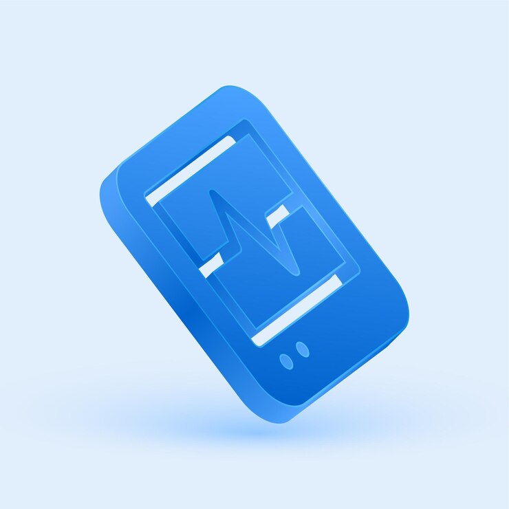 Vector icono exclusivo de la máquina de ecg azul en 3d con un fondo elegante y fresco