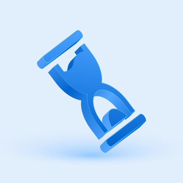 Vector icono exclusivo de reloj de arena azul en 3d con un fondo elegante y fresco