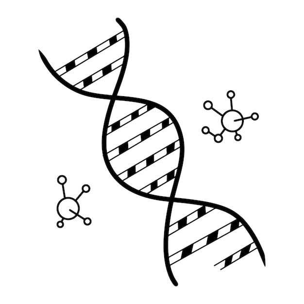 Vector icono de éxito de estructura de adn de doodle de educación médica química