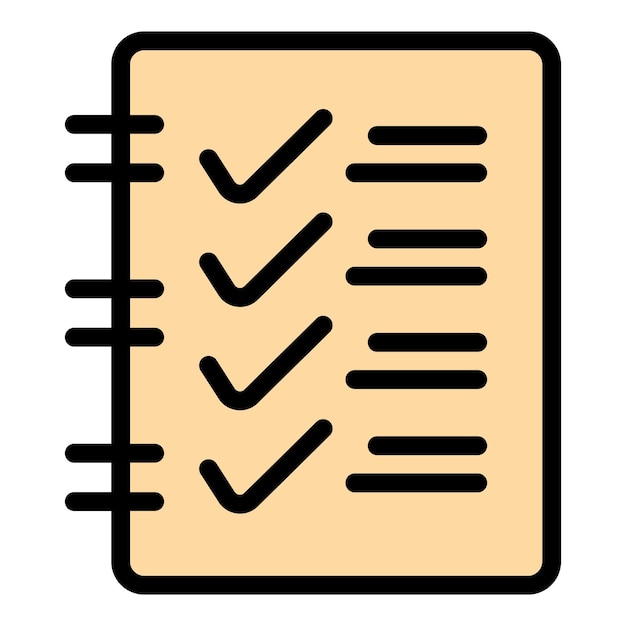Icono de experiencia de lista de tareas Esquema de icono de vector de experiencia de lista de tareas color plano aislado