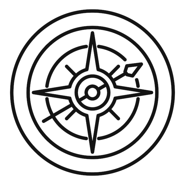 Icono de exploración de brújula Icono de vector de exploración de brújula de esquema para diseño web aislado sobre fondo blanco