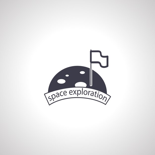icono de exploración espacial bandera en la luna icono aislado