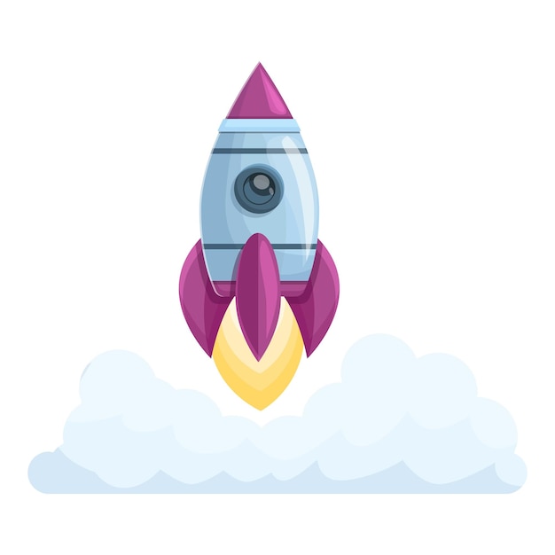 Icono de exploración de lanzamiento de nave espacial Caricatura de icono de vector de exploración de lanzamiento de nave espacial para diseño web aislado sobre fondo blanco