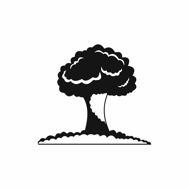 Icono de explosión nuclear en estilo sencillo sobre un fondo blanco.