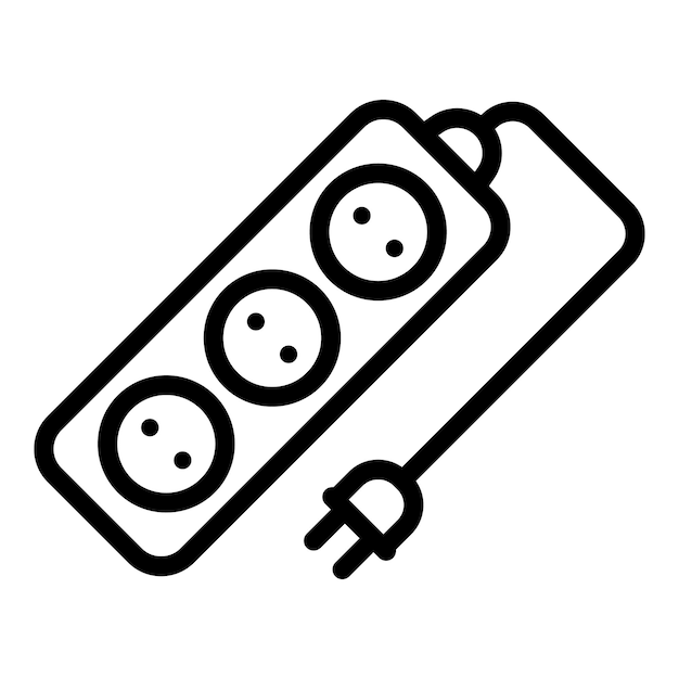 Icono de extensión eléctrica Icono de vector de extensión eléctrica de esquema para diseño web aislado sobre fondo blanco