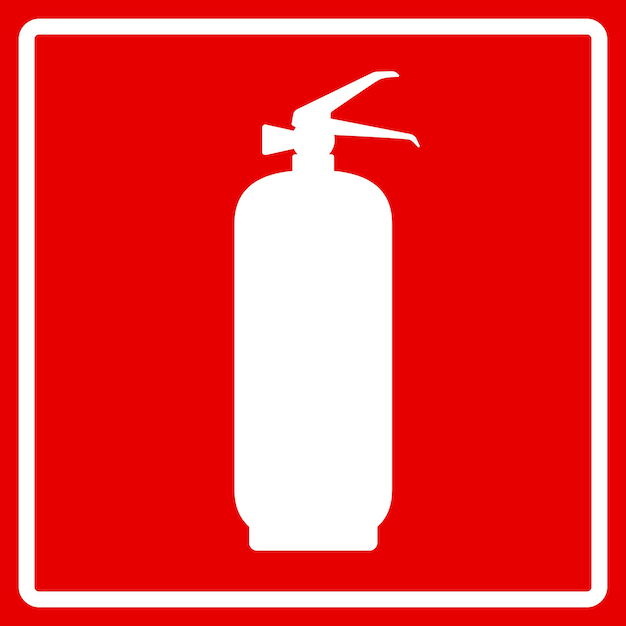Vector icono de extintor de incendios etiqueta roja informativa del equipo contra incendios