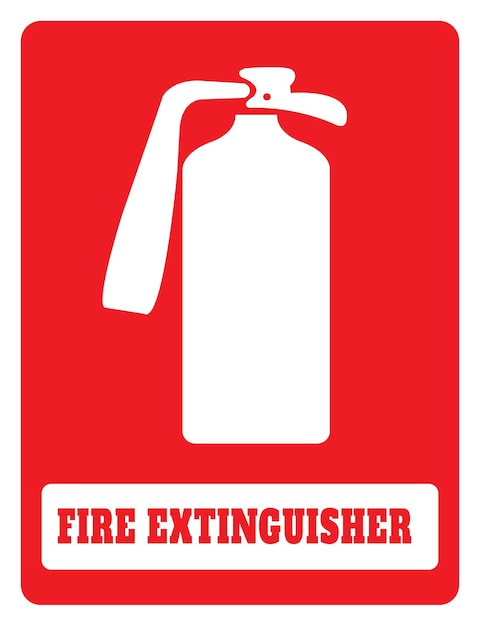 Vector icono de extintor de incendios icono de extinguidor de incendios en fondo rojo dibujo por ilustración