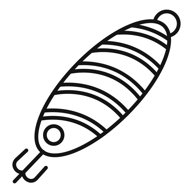 Vector icono extremo de cebo de pescado icono de vector extremo de cebo de pescado de contorno para diseño web aislado sobre fondo blanco