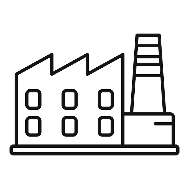 Icono de fábrica ecológica vector de contorno ODS tierra Agenda de reciclaje