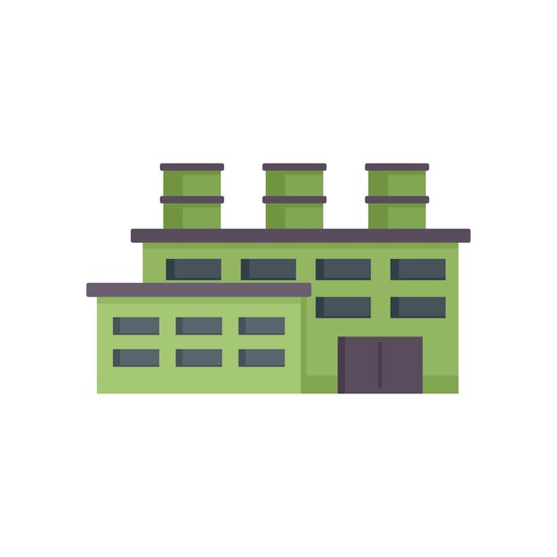 Icono de fábrica de reciclaje de basura Ilustración plana del icono de vector de fábrica de reciclaje de basura aislado sobre fondo blanco