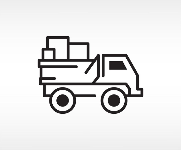 Icono de fabricación de camiones de entrega Elementos de ilustración de contorno de línea simple de iconos de producción
