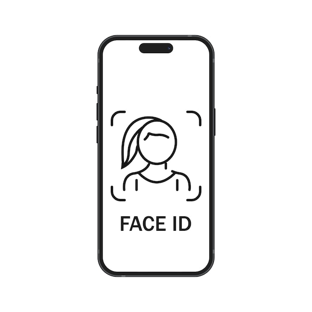 Icono de Face ID en la pantalla del Apple iPhone 15 Documento de identidad ID Sistema de reconocimiento facial