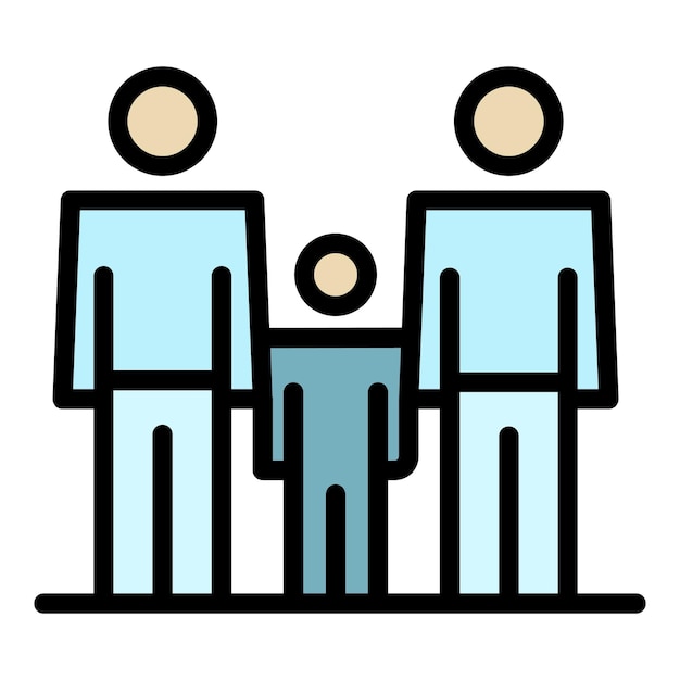 Ícono de familia feliz y saludable Contorno de icono vectorial de familia feliz e saludable Color plano aislado
