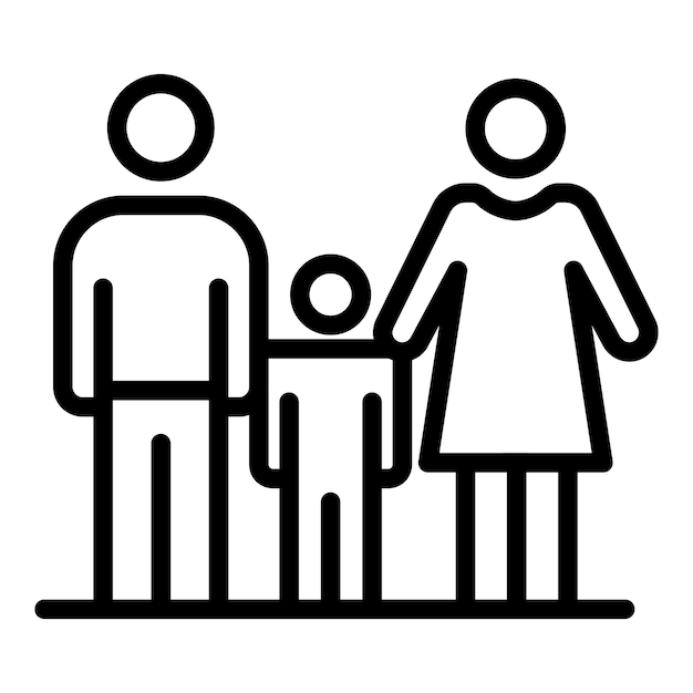 Icono de familia protegida Contorno de icono de vector de familia protegida para diseño web aislado sobre fondo blanco