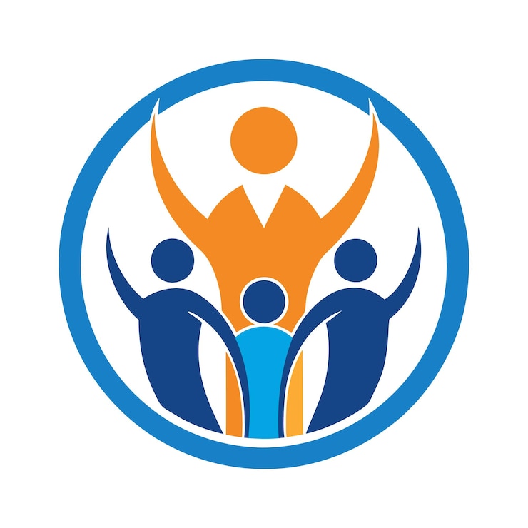 Vector icono de la familia vector de la silueta minimalista de los padres y los hijos que representan la unidad del amor