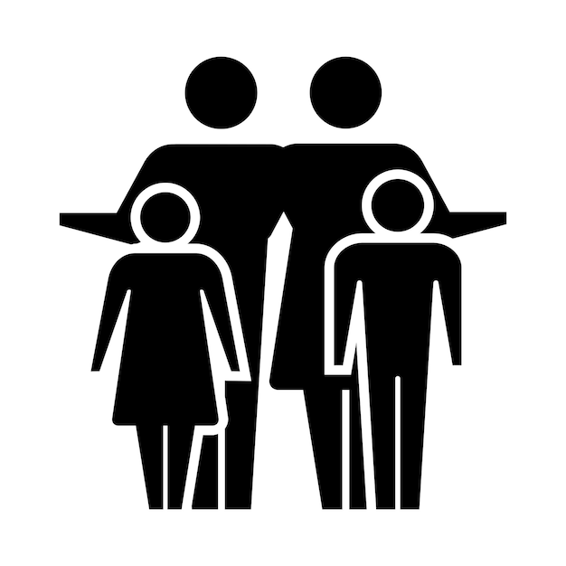 Icono familiar vector símbolo de personas en pictograma glifo ilustración