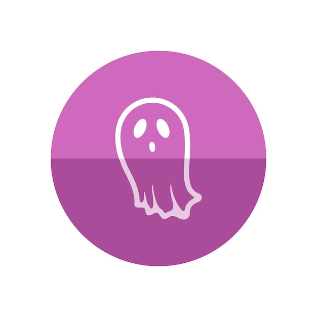 Vector icono de fantasma de halloween en estilo de círculo de color plano miedo espeluznante asustar tratar amenaza