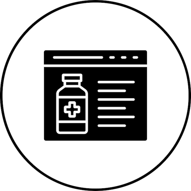 El icono de la farmacia en línea