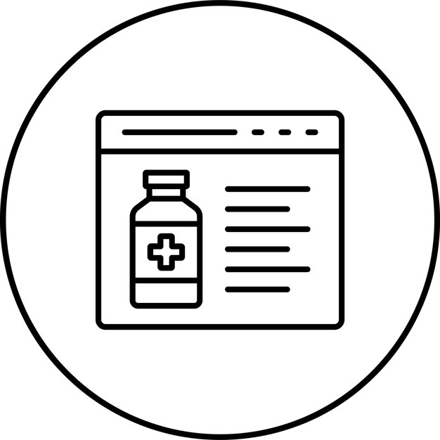 El icono de la farmacia en línea