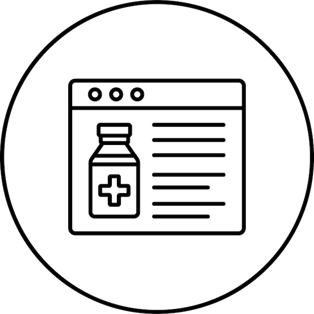 El icono de la farmacia en línea