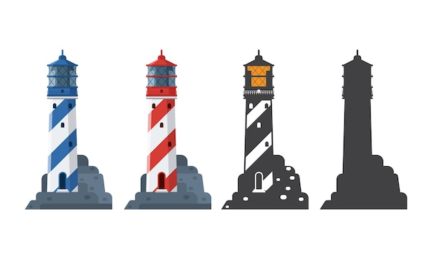 Icono Faro en estilo plano y de contorno