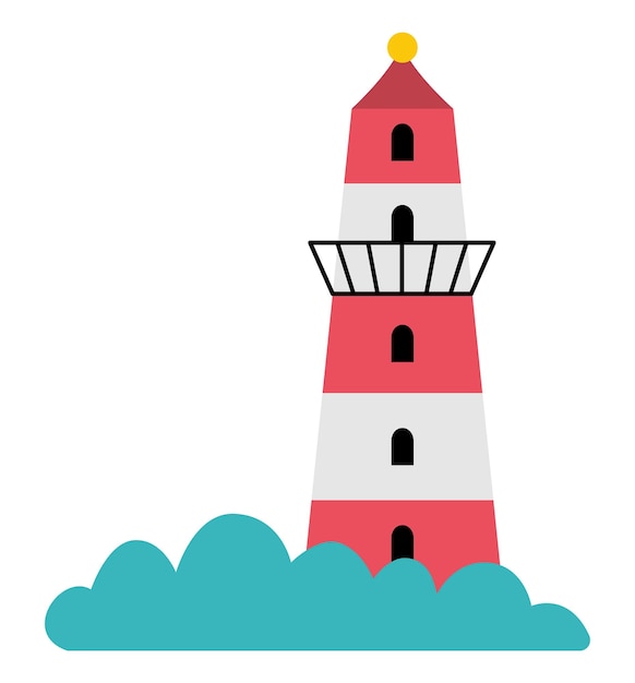 Icono de faro de vector Ilustración de casa de luz aislada sobre fondo blanco Imagen de faro de mar