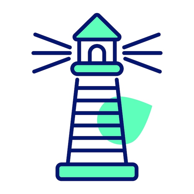 Icono del faro en el vector premium de navegación marítima de estilo moderno