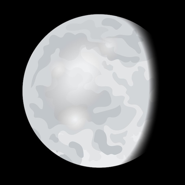 Vector icono de fase lunar etapa del ciclo del eclipse lunar luna sobre fondo negro ilustración vectorial dibujada a mano celestial en forma redonda