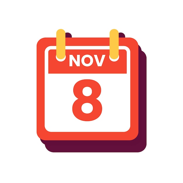 Vector icono de fecha 8 de noviembre