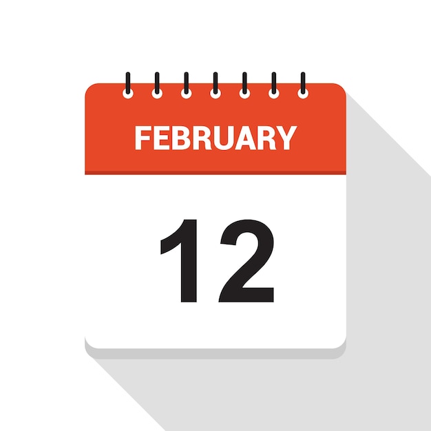 Icono de la fecha del calendario del 12 de febrero