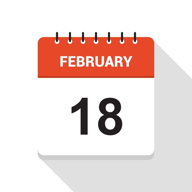 Icono de la fecha del calendario del 18 de febrero
