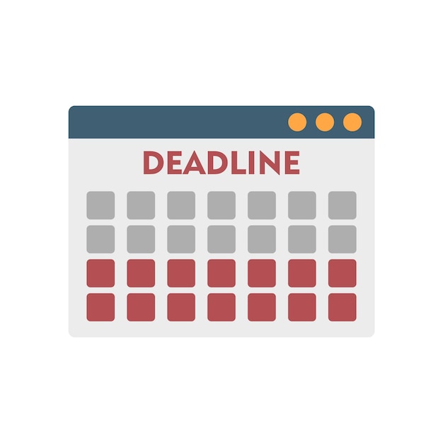 Icono de fecha límite Ilustración plana del icono de vector de fecha límite aislado sobre fondo blanco