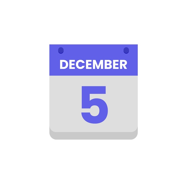 Ícono de la fecha del mes del calendario vector de diciembre plano