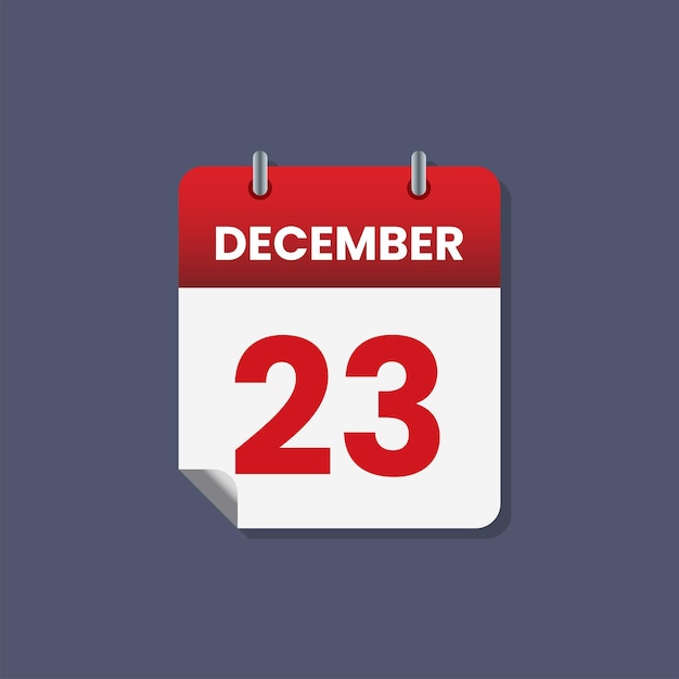 Ícono de la fecha del mes del calendario vector de diciembre plano