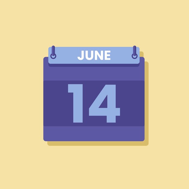 Ícono de la fecha del mes del calendario vector de junio plano