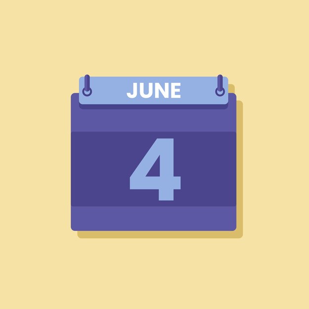 Ícono de la fecha del mes del calendario vector de junio plano