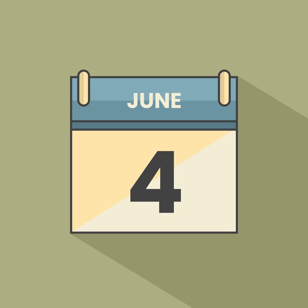 Ícono de la fecha del mes del calendario vector de junio plano