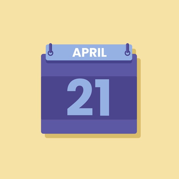 Ícono de fecha y mes del calendario vector plano de abril