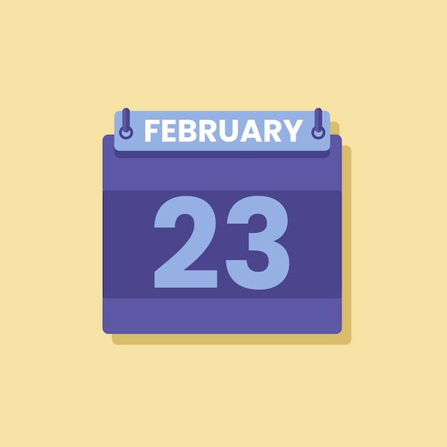 Ícono de la fecha del mes del calendario vector plano de febrero