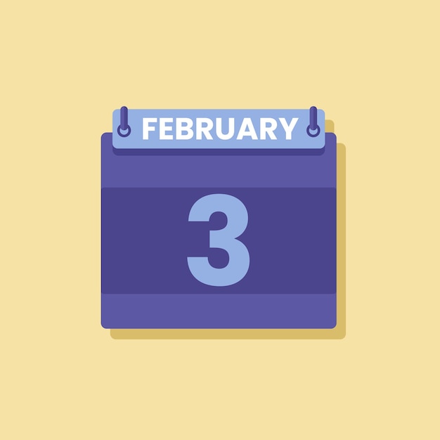 Ícono de la fecha del mes del calendario vector plano de febrero