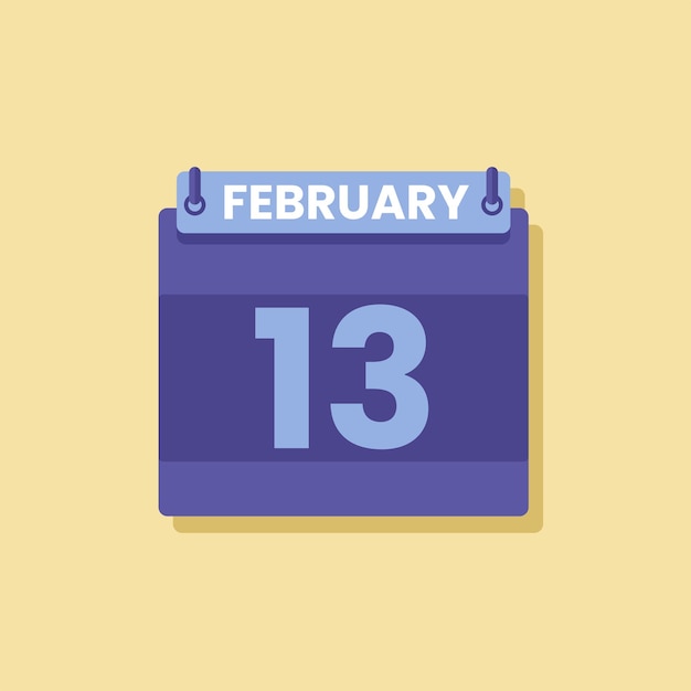 Ícono de la fecha del mes del calendario vector plano de febrero
