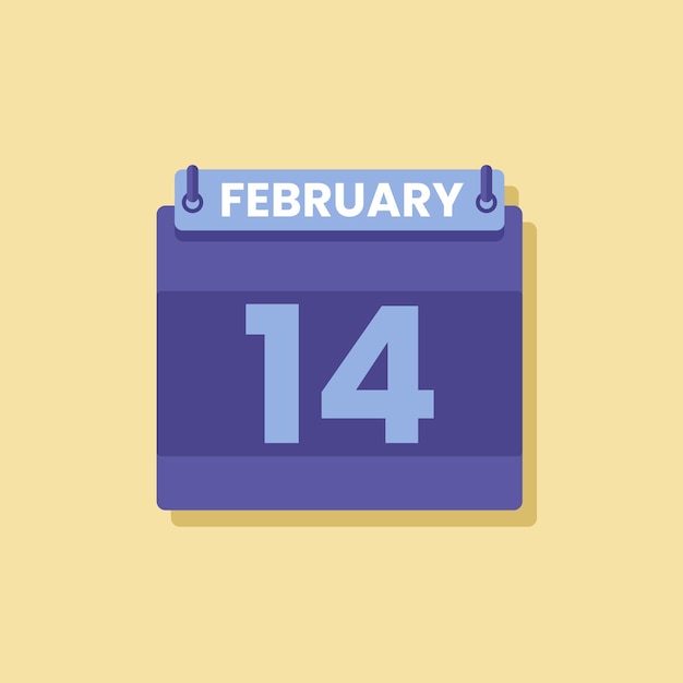 Ícono de la fecha del mes del calendario vector plano de febrero